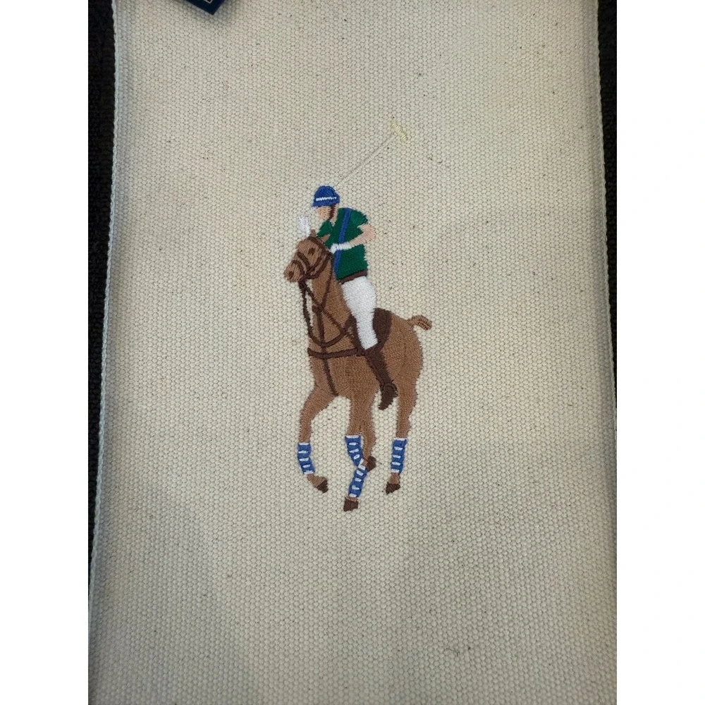 NWT Ralph Lauren Canvas Tote Bag Horse Embroidery Purse Handbag Brown Accents - Picture 3 of 9